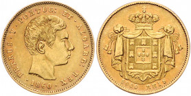 *PORTUGAL, Peter V., 1853-1861, 5000 Reis 1860.
GOLD, kl.Rdf., ss-vz
Frbg.147; KM 505