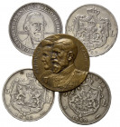 RUMÄNIEN, Karl I., 1866-1914, 5 Lei 1880 B (ss), 1881 B (ss/vz), 1883 B (s/ss). DAZU:Br.-Med. 1913 a.d. Abtretung der bulgarischen Gebiete im Frieden ...