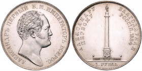 RUSSLAND, Nikolaus I., 1825-1855, Rubel 1834. St.Petersburg. Alexandersäule.
winz.Kr., vz-st aus polierten Stempeln (Vs.ex.PP?)
Dav.285; Bitkin 894