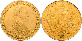 *RUSSLAND, Nikolaus II., 1894-1917, 4 Dukaten 1905 a.d. Gedenken an Alexander II. Nachahmung eines habsburgischen 4 Dukaten mit Punze Krone. Belorb. B...