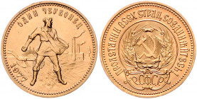 RUSSLAND, UdSSR, 1917-1991, Chervonetz =10 Rubel 1977. -Mwst befreit-
GOLD, vz
KM Y.85; Frbg.163