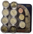 SAN MARINO, Republik, seit 1946, 2 Euro 2007, 2011, 2016 Kursmünzen; 2008 Kultur-Dialog; 2011 Vasari; 2015 Dante; 2017 Hl.Marinus (2x). DAZU:Minisatz ...