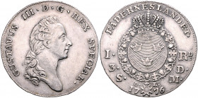 SCHWEDEN, Gustaf III., 1771-1792, Riksdaler =3 Daler Silvermynt 1776, Stockholm.
ss
Dav.1735; AAH 43