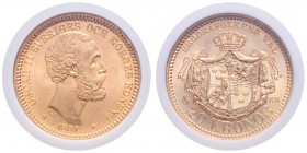 SCHWEDEN, Oskar II., 1872-1907, 20 Kronen 1881 EB. -Mwst befreit-
GOLD, NGC MS64
KM 748; Frbg.93a