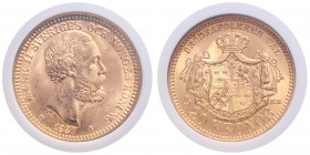 SCHWEDEN, Oskar II., 1872-1907, 20 Kronen 1887 EB. -Mwst befreit-
GOLD, NGC MS64
KM 748; Frbg.93a