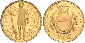 SCHWEIZ, Bundesstaat, seit 1848, 100 Franken 1934 B. Schützentaler, Schützenfest Fribourg. 26,05g. -Mwst befreit-
GOLD, Prachtex., st
KM S19; Frbg.5...