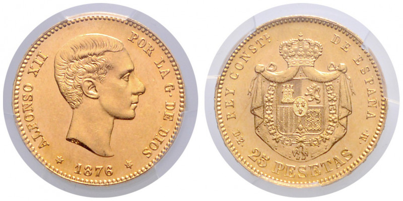 SPANIEN, Alfonso XII., 1874-1885, 25 Pesetas 1876 (1876) DE-M. -Mwst befreit-
G...