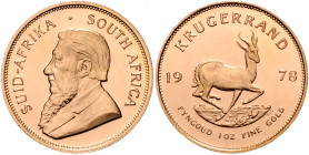 SÜDAFRIKA, Republik, seit 1961, Krügerrand 1978. -Mwst befreit-
GOLD, PP
Frbg.13; KM 73