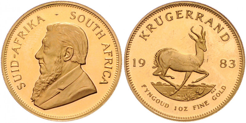 SÜDAFRIKA, Republik, seit 1961, Krügerrand 1983. -Mwst befreit-
GOLD, PP
Frbg....