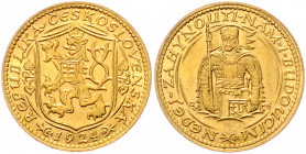 TSCHECHOSLOWAKEI, Republik, 1918-1939, Dukat 1924. -Mwst befreit-
GOLD, f.st
KM 8