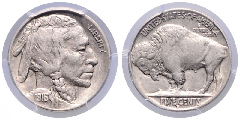 VEREINIGTE STAATEN VON AMERIKA, 5 Cents 1916 D, Denver. Buffalo-Nickel.
PCGS AU...