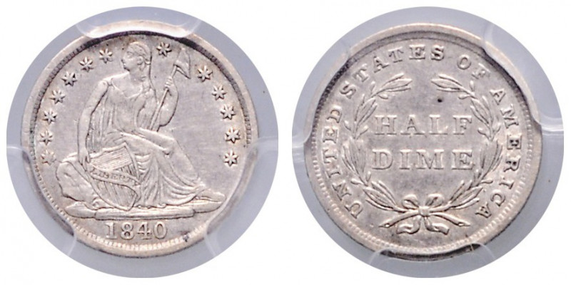 VEREINIGTE STAATEN VON AMERIKA, 1/2 Dime 1840. No Drapery. Seated Liberty.
PCGS...