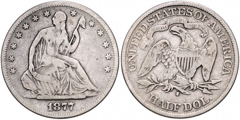 VEREINIGTE STAATEN VON AMERIKA, 1/2 Dollar 1877, Philadelphia. Seated Liberty.
...