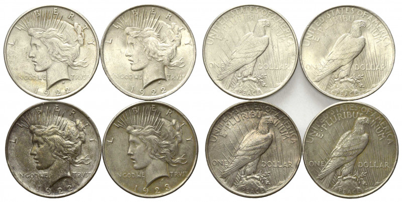 VEREINIGTE STAATEN VON AMERIKA, Peace-Dollar 1922 (3x,vz), 1922 (Fälschung/Fake,...