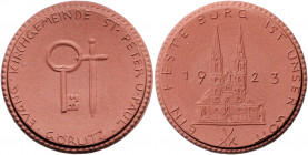 PORZELLAN, GÖRLITZ, Porzellan-Spendenmed. 1923 a.d. Evangelische Kirchgemeinde St.Peter und Paul. Gipsform.
selten, vz
Scheuch 758a