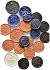 PORZELLAN, HÖHR, Porzellanmünze 1921 der Töpferzentrale Höhr (Westerwald) zu 25 Pfennig (9x), 50 Pfennig (6x), 75 Pfennig (6x). Scheuch 529aI(3); aIII...