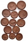 PORZELLAN, LENGFELD, Porzellan-Firmenmünze 1921 für Wittig und Schwabe zu 50 Pfennig (2x), zu 1 Mark (1x), zu 2 Mark (3x), zu 3 Mark (3x). DAZU:SEBNIT...