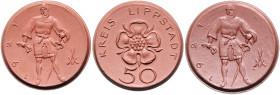 PORZELLAN, LIPPSTADT, Porzellanmünze 1921 zu 50 Pfennig (7x). DAZU:LUCKAU, Porzellanmünze 1921 zu 50 Pfennig (1x), zu 75 Pfennig (2x), ohne Wertangabe...