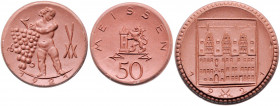 PORZELLAN, MEISSEN, Porzellanmünze 1921 zu 30 Pfennig (6x), zu 50 Pfennig (6x), zu 2 Mark (1x), zu 10 Mark (1x).
14 Stk., ss+ bis vz
Scheuch; 168n(6...