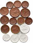 PORZELLAN, OSTSACHSEN, Porzellan-Spendenmünze 1921 des Reichsheimstättenbundes zu 5 Mark (7x), zu 10 Mark (6x), zu 20 Mark (3x).
16 Stk., vz
Scheuch...