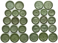 PORZELLAN, WALDENBURG, Porzellanmünze 1921 der Krister Porzellan-Manufaktur (Schlesien) zu 20 Pfennig (3x), zu 50 Pfennig (3x Bergmann, 3x Hammerhand)...