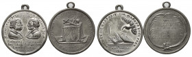 REFORMATION, Deutscher Reformator, Tragb. Zinnmed. 1830 a.d. 300-Jahrfeier der Übergabe der Augsburger Konfession. Büsten Luthers und Melanchthons sic...