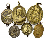 RELIGION, Tragb. Br.-Med. o.J. auf Hl.Antonius und Franz von Assisi. 36x30mm; Jesus und Maria. 35x27mm; St.Nicolaus und St.Thomas. 29x25mm; St.Joseph ...