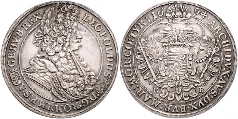 HAUS HABSBURG, Leopold I., 1657-1705, Reichstaler 1694 KB, Kremnitz. 27,14g.
ss...