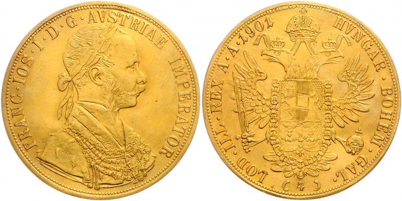 HAUS HABSBURG, Franz Joseph I., 1848-1916, 4 Dukaten 1901 A, Wien. 13,82g. -Mwst...