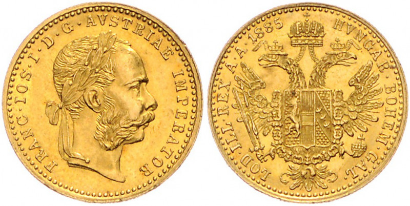 HAUS HABSBURG, Franz Joseph I., 1848-1916, Dukat 1885. -Mwst befreit-
GOLD, kl....