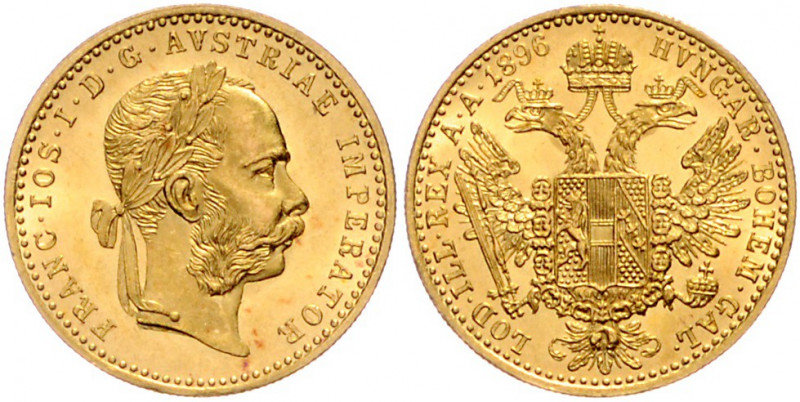 HAUS HABSBURG, Franz Joseph I., 1848-1916, Dukat 1896. -Mwst befreit-
GOLD, Pra...