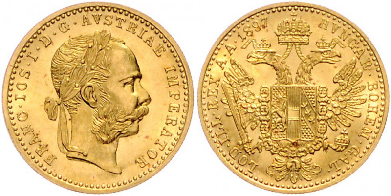 HAUS HABSBURG, Franz Joseph I., 1848-1916, Dukat 1897. -Mwst befreit-
GOLD, f.s...