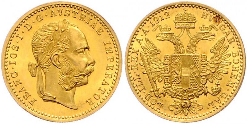 HAUS HABSBURG, Franz Joseph I., 1848-1916, Dukat 1912. -Mwst befreit-
GOLD, f.s...