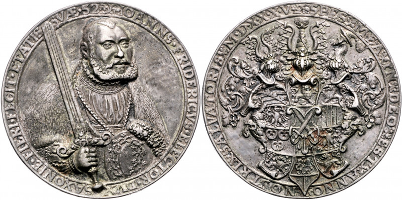 SACHSEN, Johann Friedrich der Großmütige, 1532-1547, Silb.-Hohlgussmed. 1535 von...