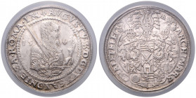 SACHSEN, August, 1553-1586, Reichstaler 1564 HB, Dresden.
PCGS AU50
Dav.9795; Schnee 713
