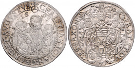 SACHSEN, Christian II., Joh.Georg I. und August (Vormundsch.), 1591-1601, Reichstaler 1595 HB, Dresden.
vz+
Dav.9820; Schnee 754