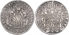 SACHSEN, Christian II., Joh.Georg I. und August (Vormundsch.), 1591-1601, Reichstaler 1598 HB, Dresden.
ss
Dav.9820; Schnee 754