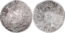 SACHSEN, Christian II., majorenn, mit seinen Brüdern, 1601-1611, Reichstaler 1602 HB, Dresden.
ss
Dav.7561; Schnee 758