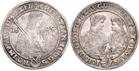 SACHSEN, Christian II., majorenn, mit seinen Brüdern, 1601-1611, Reichstaler 1605.
Sf., ss
Dav.7566
