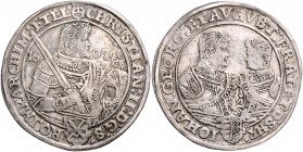 SACHSEN, Christian II., majorenn, mit seinen Brüdern, 1601-1611, Reichstaler 1607.
kl.Kr., ss
Dav.7566