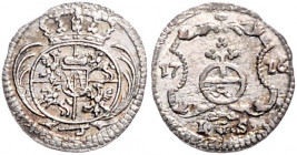 SACHSEN, Friedrich August I. der Starke, 1694-1733, Pfennig 1716 IGS, Dresden. 0,33g.
vz-st
Mers.1634; Kohl 435