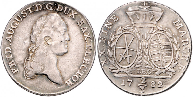 SACHSEN, Friedrich August III., 1763-1806, Gulden = 2/3 Taler 1782 IEC, Dresden....