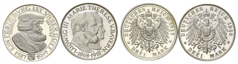 SACHSEN, Friedrich August III., 1904-1918, 3 Mark 1917 E. Friedrich der Weise. A...