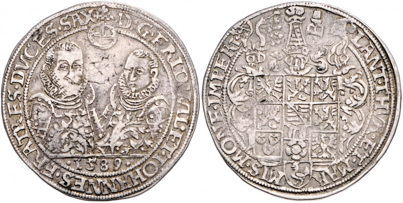 SACHSEN-ALT-WEIMAR, Friedrich Wilhelm und Johann, 1573-1603, Reichstaler 1589, S...