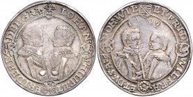 SACHSEN-ALTENBURG, Johann Philipp und seine drei Brüder, 1603-1625, Reichstaler 1609 WA, Saalfeld.
min.Sf., ss
Dav.7361; Schnee 266