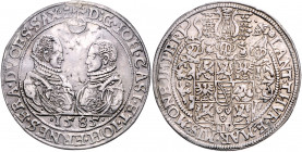 SACHSEN-COBURG-EISENACH, Johann Casimir und Johann Ernst, 1572-1633, Reichstaler 1585, Saalfeld. 28,23g.
ss+
Dav.9756; Mers. -; Schnee 170