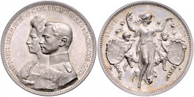 SACHSEN-COBURG-GOTHA, Carl Eduard, 1900-1918, Silbermed. 1905 von Lauer a.d. Vermählung mit Viktoria Adelheid von Schleswig-Holstein-Sonderburg-Glücks...