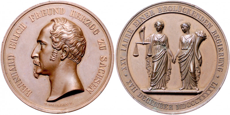 SACHSEN-MEININGEN, Bernhard Erich Freund, 1821-1866, Br.-Med. 1846 a.d. 25 jähr....
