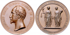 SACHSEN-MEININGEN, Bernhard Erich Freund, 1821-1866, Br.-Med. 1846 a.d. 25 jähr. Jubiläum seiner selbstständigen Regierung. Kopf l. Rs.Justitia mit Wa...
