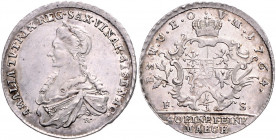 SACHSEN-WEIMAR-EISENACH, Anna Amalia, 1758-1775, 1/3 Taler =1/4 Konventionstaler 1764 K-FS, Eisenach.
vz-st
KM 123.2